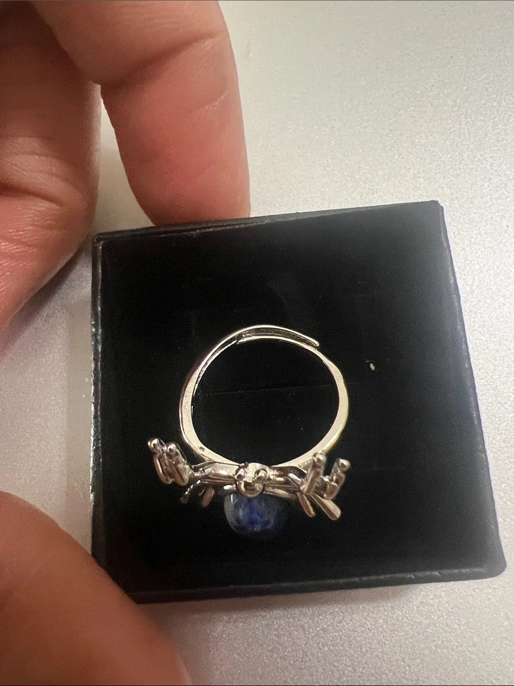 Silver Spider Brooch with Blue Stone